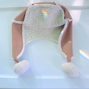 GapKids Tan Suede & White Fleece Aviator Winter Hat Size S/M